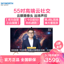 创维(SKYWORTH)55A20 55英寸4K超高清HDR 超薄全面屏 人工智能声控 液晶平板物联网电视机 智慧屏