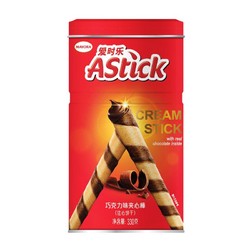 爱时乐 (Astick) 巧克力味夹心棒（注心饼干） 330g 罐装 休闲零食 威化 *2件