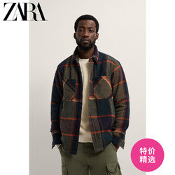 ZARA 新款 男装 仿羊羔绒抓绒格子衬衫式夹克外套 00397410500