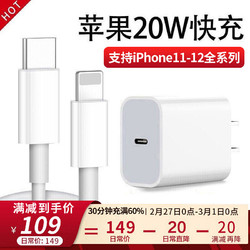苹果快充套装20W充电器 +USB-C闪充线1米标配