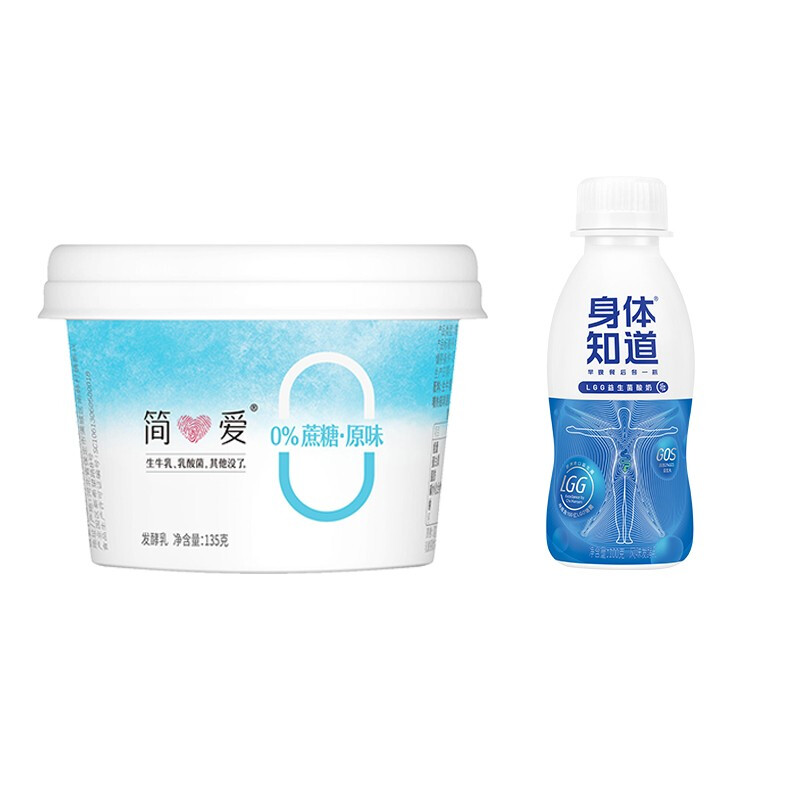 简爱 原味益生菌酸奶 135g*4 身体知道 lgg益生菌酸奶 100g*6 *2件