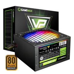 游戏帝国(GAMEMAX)VP600 RGB 额定500W 电脑电源(铜牌认证/风扇启停/RGB光效/3年质保)