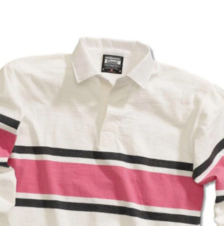 BARBARIAN Acadia 中性条纹POLO衫 HAL1900-WHCLPI 白色/煤炭/粉红色 XL