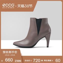 ECCO爱步靴子高跟细跟小猫跟短靴踝靴皮靴女靴 型塑75 269823