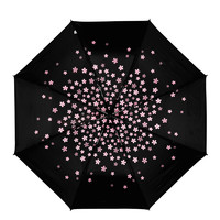 C'mon 樱花系列 8骨三折晴雨伞 黑色