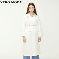 Vero Moda新款翻领复古长款风衣外套女|319121530 XXL S85本白色