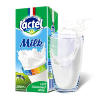 lactel 兰特 欧洲进口脱脂纯牛奶 200ml*6盒