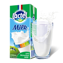lactel 兰特 法国兰特健身小绿奶脱脂进口纯牛奶0脂肪0蔗糖整箱便携200ml*6瓶