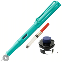 LAMY 凌美 Safari狩猎 钢笔 海水蓝F尖+吸墨器+黑色墨水