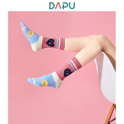 DAPU 大朴 AF0W0201009000 女士彩色棉质趣味中邦袜  3双装