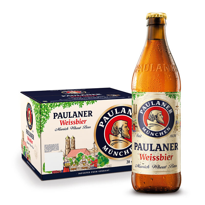 德国原装进口 柏龙保拉纳啤酒 慕尼黑小麦白啤500ml罐听瓶装整箱 柏龙白啤 500mL 20瓶
