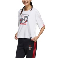 adidas NEO 新春系列 W CNY WW TEE 吾皇万睡联名款 女子运动T恤 GP5740 白/玫红色 XL