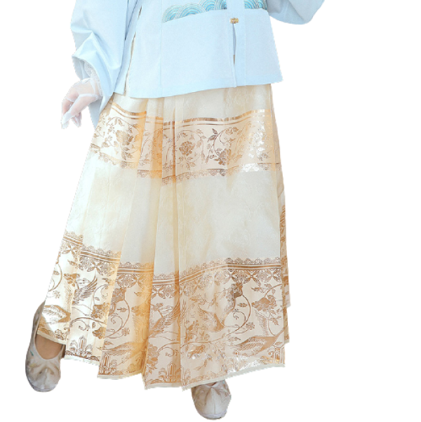 兰若庭 明制汉服 望水云鹤 女士马面裙 sx7710 米白 l