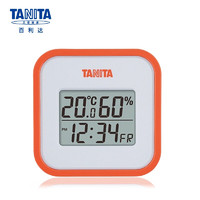 百利达（TANITA） 电子温湿度计高精度室内外仪器表附带时间日期 日本品牌 TT-558 橙色 *2件