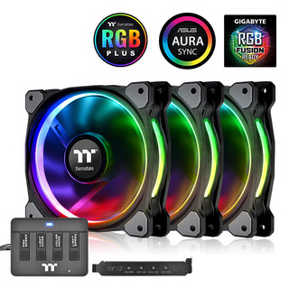 Tt（Thermaltake）Riing Plus H12 LED RGB 机箱风扇散热器（12cm风扇*3/256色/手动控制盒/灯光同步主板）