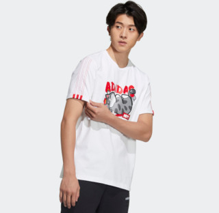 adidas NEO 新春系列 M CNY WW TEE 吾皇万睡联名款 男子运动T恤 GP5746 白/鲜红 M