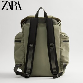 ZARA 新款 男包 卡其绿色大容量拉链探险双肩背包 13256720032