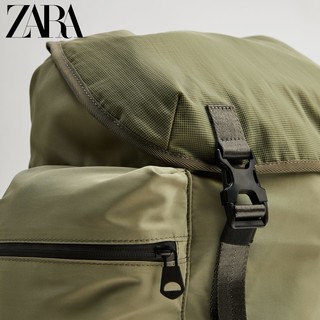 ZARA 新款 男包 卡其绿色大容量拉链探险双肩背包 13256720032