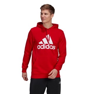 adidas 阿迪达斯 M BL FT HD 男子运动卫衣 GV0249 浅猩红/白 XXL