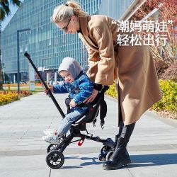 weierbaby遛娃神器儿童推车轻便折叠双向溜娃车孩子小推车 曜石黑