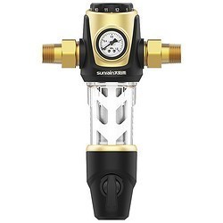 太阳雨(Sunrain)水管前置过滤器家用40微米中央入水器 手动冲洗黑色款(全国上门安装)