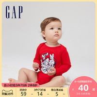 Gap婴儿纯棉连体衣650246 春季新款红色童装哈衣 *3件