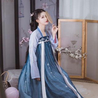 梨花渡 汉服 青鸾语 女士齐胸襦裙 GQX021 蓝色 XS