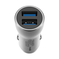 bull公牛车载充电器车充点烟器cun180银色快充18w24a双usb一拖二