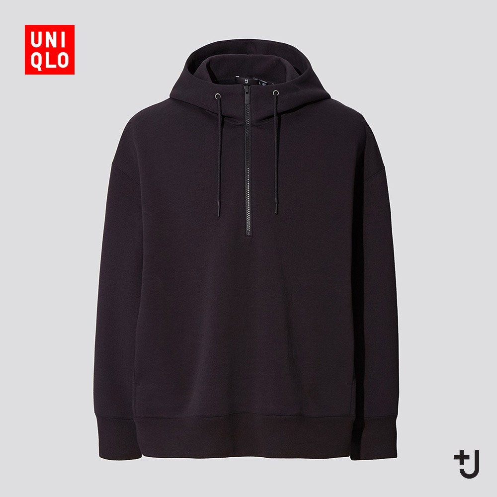 优衣库男装j快干半拉链连帽运动卫衣437821