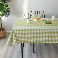 桌布布艺防水长方形餐桌布北欧ins清新茶几台布绿格子学生书桌布