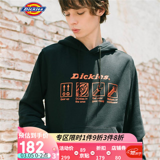 Dickieslogo印花连帽卫衣 男式秋冬新品抓绒上衣DK008154 黑色 00L *3件