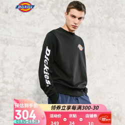 Dickies卫衣 21早春新品 袖部印花圆领长袖男式卫衣 毛圈布上衣 卫衣男 DK008148 黑色 L