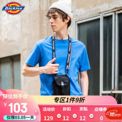 Dickies 可脱卸字母提花背带斜挎包男女情侣款新品单肩包DK008219 黑色 *3件