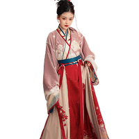 宴山亭 晋制汉服 龙鱼花火 女士内外层晋襦 红色+白色透明 S
