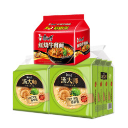 康师傅 日式叉烧豚骨面8袋 + 经典红烧牛肉味 5袋