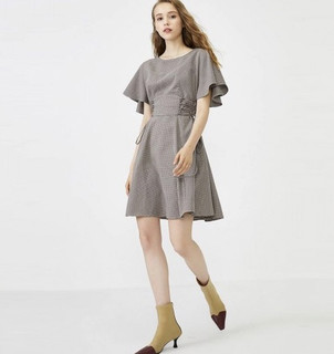 Vero Moda 31936Z527C13 女士抽绳格纹连衣裙