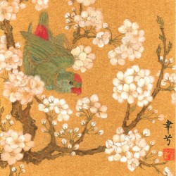 【朵云字画】胡韶光 海派花鸟小品金笺卡纸 字画书画收藏馈赠