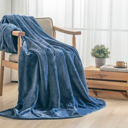 京东京造法兰绒毯子 超柔毛毯 午睡空调毯 加厚床单 180x200cm 午夜蓝