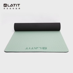 LATIT 瑜伽垫女 加宽66cm防滑健身垫 双色6mm运动垫(赠网包捆绳)抹茶绿 *7件
