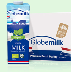 Globemilk 荷高 荷兰原装进口 3.7g优蛋白有机全脂纯牛奶 1L*6 年货送礼优选