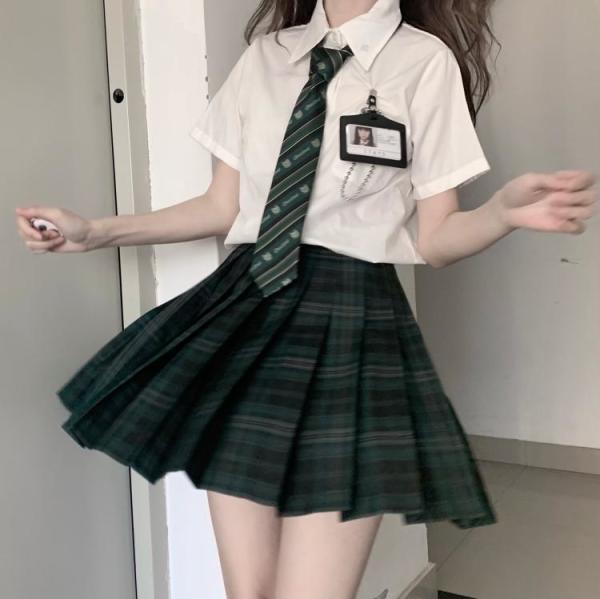 春日制服部巫师之境jk制服女士格裙绿色48cmxs