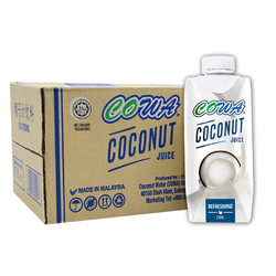 COWA 马来西亚进口椰子汁饮料330ml*12瓶 椰奶饮料  整箱椰汁