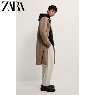 ZARA新款 男装 仿麂皮反绒长风衣外套 03548641711