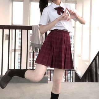 深夜幻境 锦鲤 JK制服 女士格裙 红色 裙长39cm