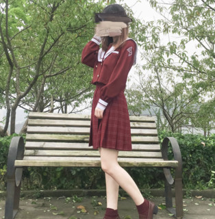 深夜幻境 锦鲤 JK制服 女士格裙 红色 裙长39cm