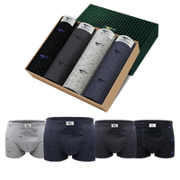 SEPTWOLVES 七匹狼 男士平角内裤套装 D3290 4条装(灰蓝+浅灰+深灰+黑色) M