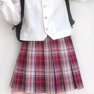 Swallowjk 燕子家的JK校服 万事胜意 JK制服 女士格裙 红色 42cm XS