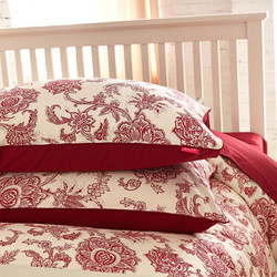 柳庭家纺 全棉60支贡缎枕套 纯棉枕头套一对装 红瓷 48x74cm