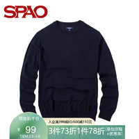SPAO新款男装时尚都市纯色打底圆领毛衣SPKW812C01 藏青色 M *3件