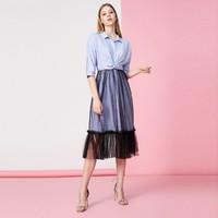 Vero Moda2019春夏新款复古双层纱裙设计感衬衫连衣裙|31936Z510